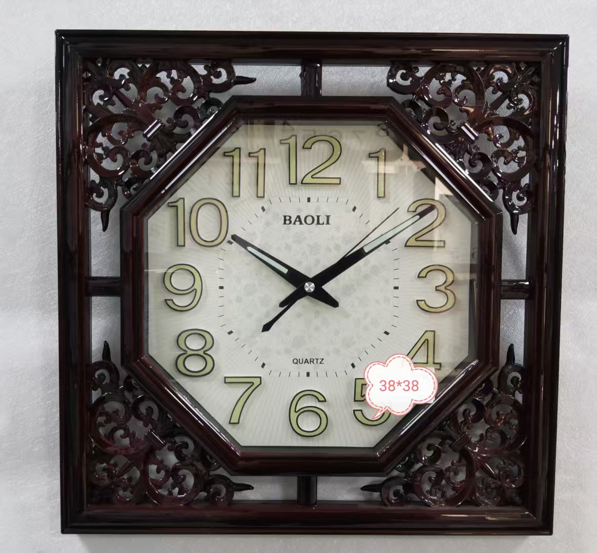 国潮 宝丽经典时尚客厅静音石英挂钟仿古挂钟 中式仿古