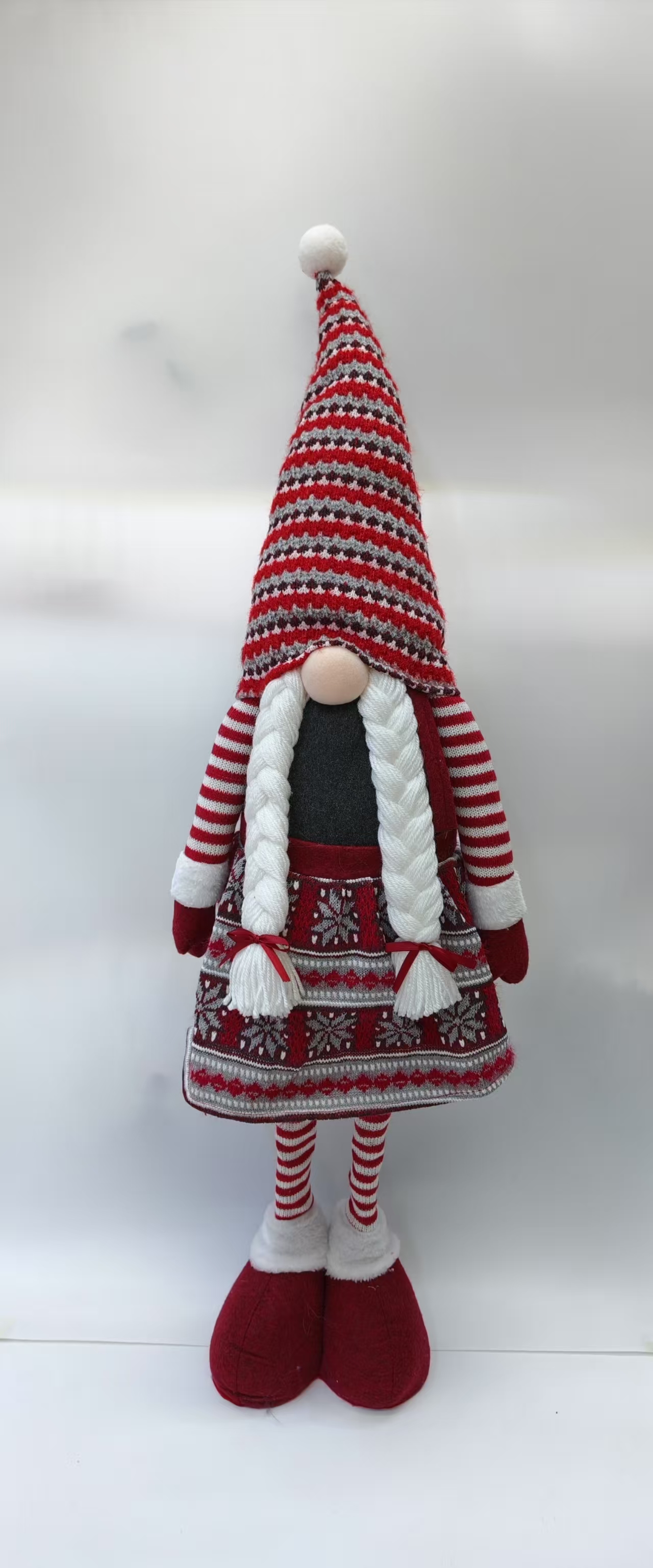 100cm telescopic faceless elderly men's and women's knitted cap red Christmas doll toy ornament thumbnail
