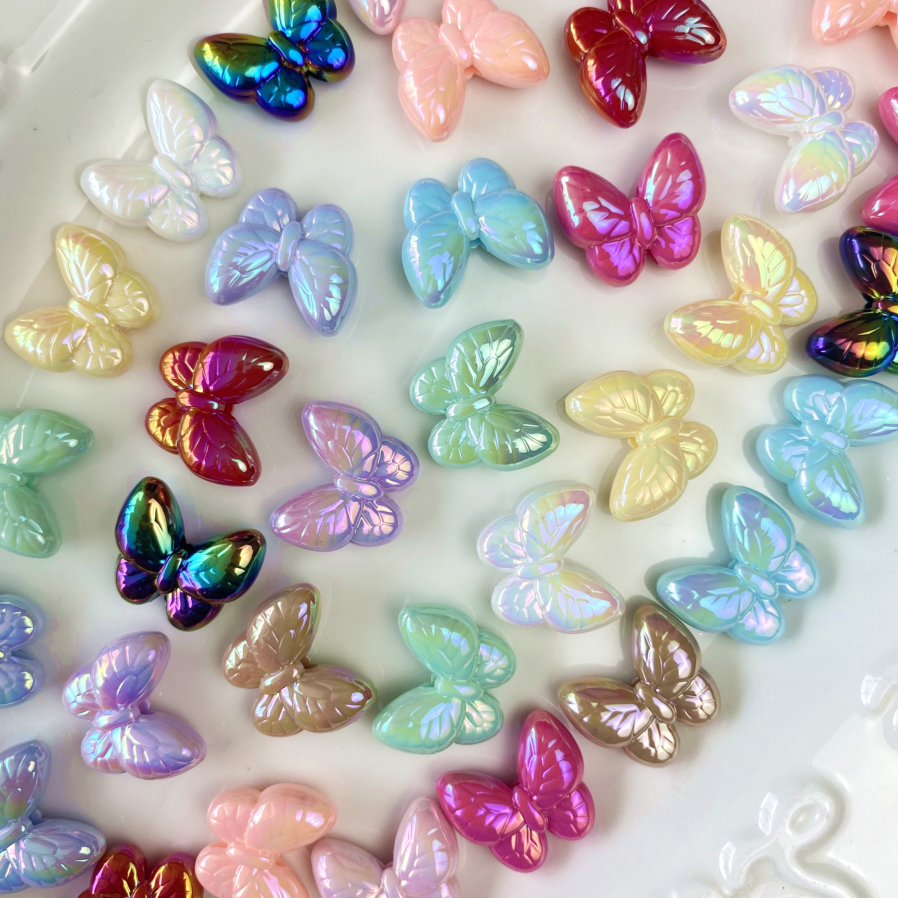 Acrylic uv summer fantasy butterfly Flying, creative scattered beads, diy bracelet pendant, keychain, mobile phone pendant, accessory materials details Picture
