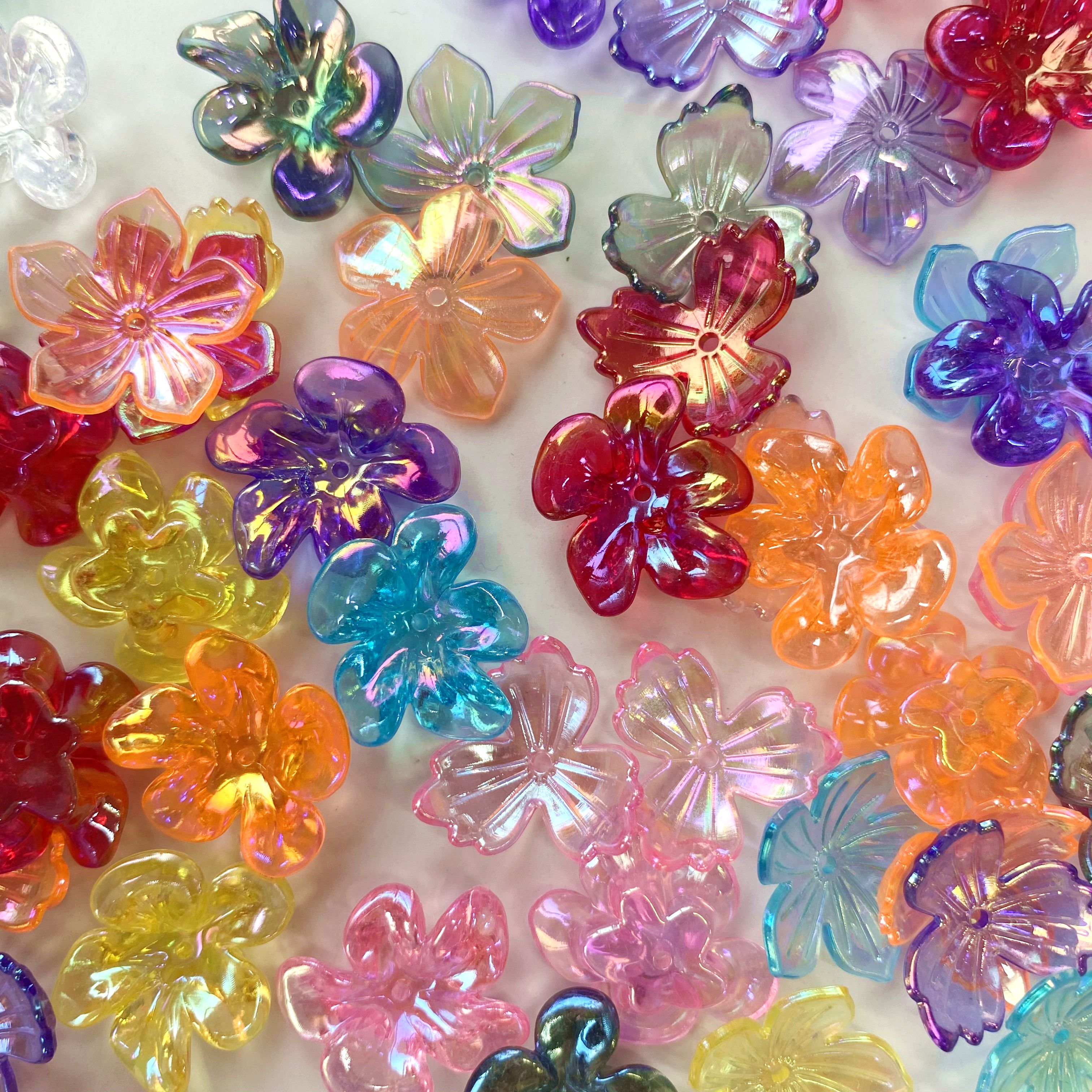 Acrylic transparent ab dark flower three diy bracelet pendants, keychains, mobile phone pendants and accessory materials Specification image