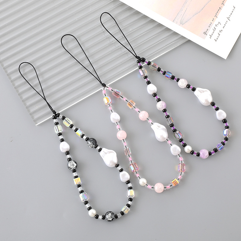 热卖新款手机链串珠混款串珠手机链异形珍珠链条挂饰挂件手机挂绳