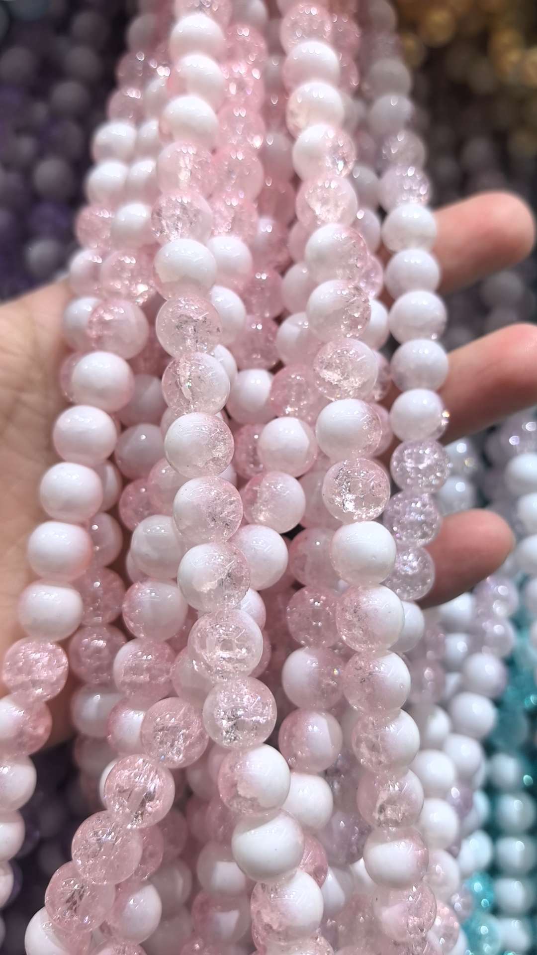 10mm flower-patterned milk cap double-piece glass bead diy bracelet, string bead chain, loose beads, street stall decoration accessories detail image 3