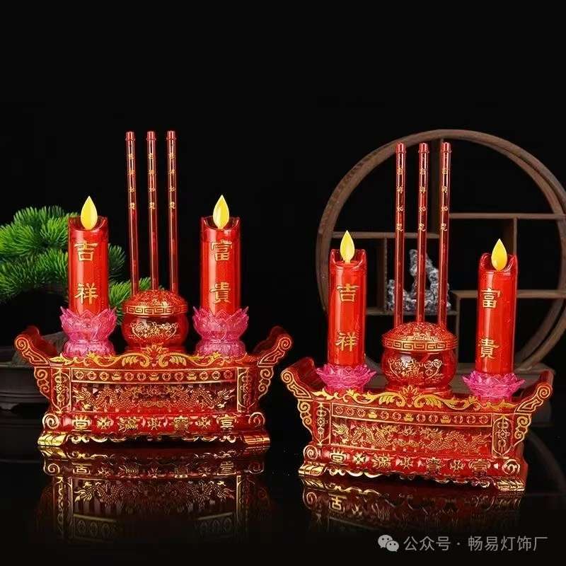 LEd simulation electric candle, a festive offering lamp in front of the Buddha detail image 2