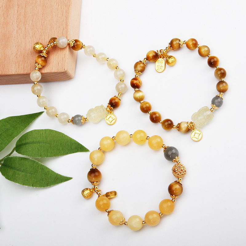 天然金虎眼石 黄玉 手链 水晶手链水晶水晶手串