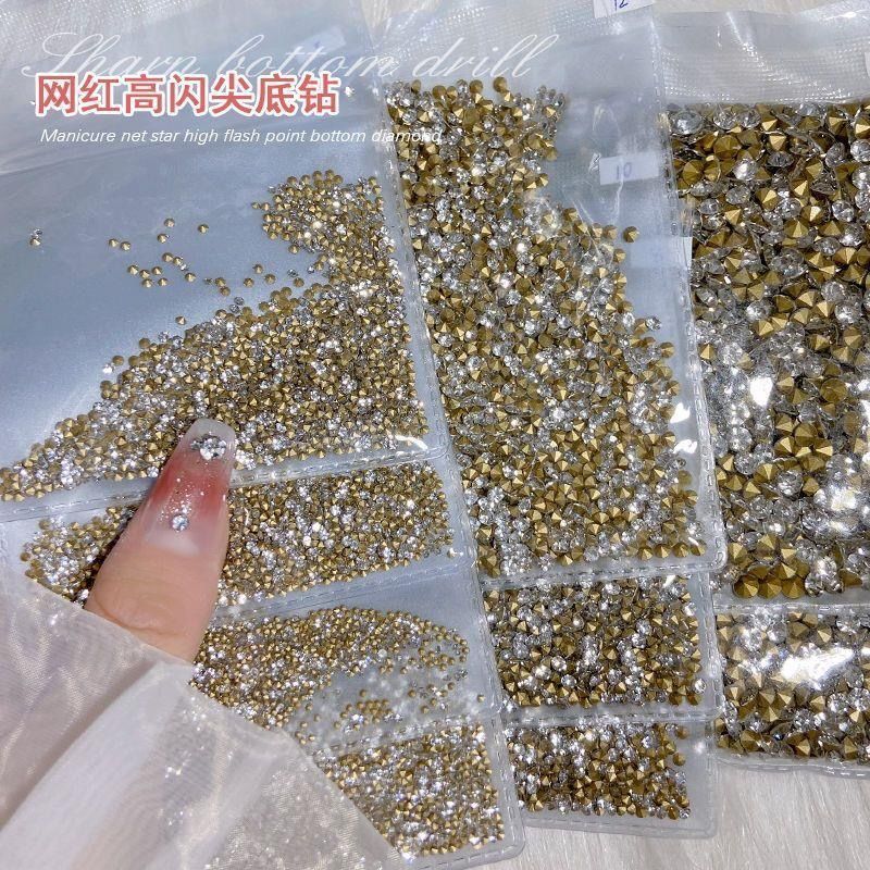 1440 domestic Dui Dui diamond nail art, Dui Dui pointed bottom size super shiny diamond white jewelry and decorative items mixed nail art accessories detail image 3