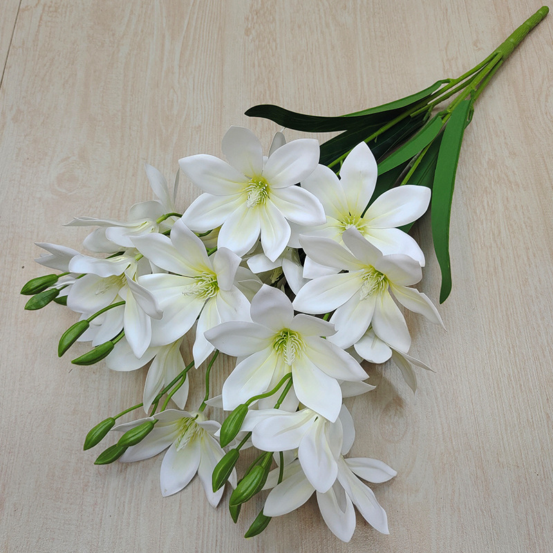 跨境3D手感保湿仿真花兰花把束20头千禧玉兰家居装饰婚礼花艺假花 仿真绿植详情图2