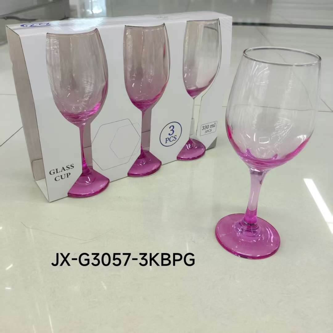 红酒杯玻璃杯啤酒杯子高脚杯 玻璃水晶红酒杯 彩色酒杯非洲热销款酒杯高脚杯详情图3