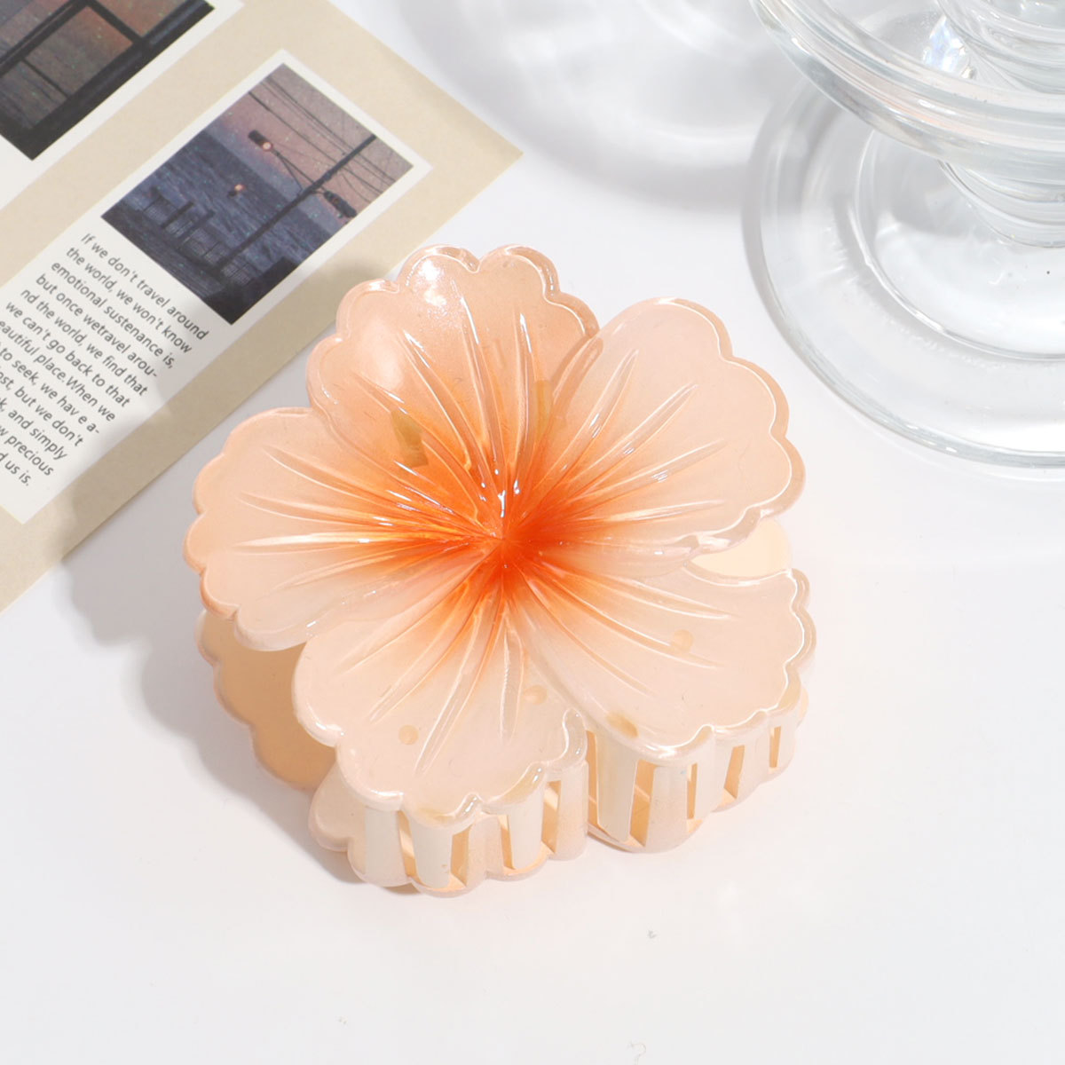 8公分白菜花，时尚女士鲨鱼夹，清新少女发饰，琳琳饰品新品上市头饰详情图9