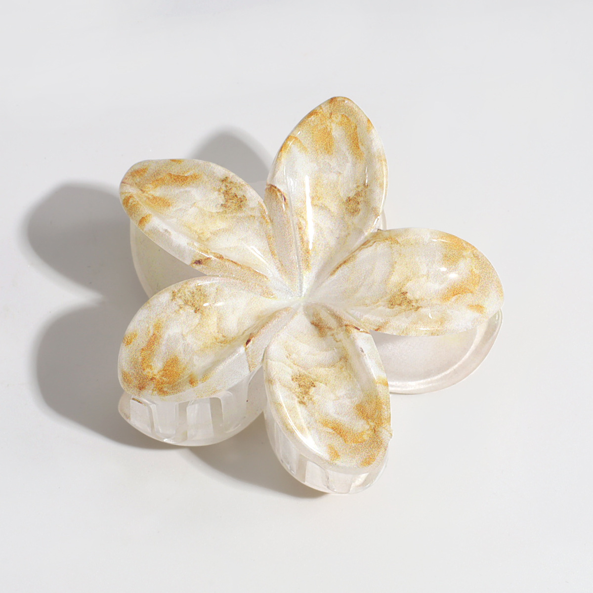 8公分大理石纹鸡蛋花流行鲨鱼夹，UV印花工艺，琳琳饰品新品上市详情图4