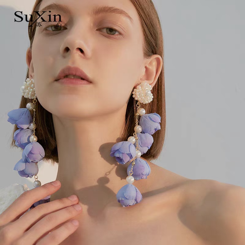 串珠花朵流苏耳环耳环时尚耳饰 精致饰品 简约设计百搭耳环耳饰产品图