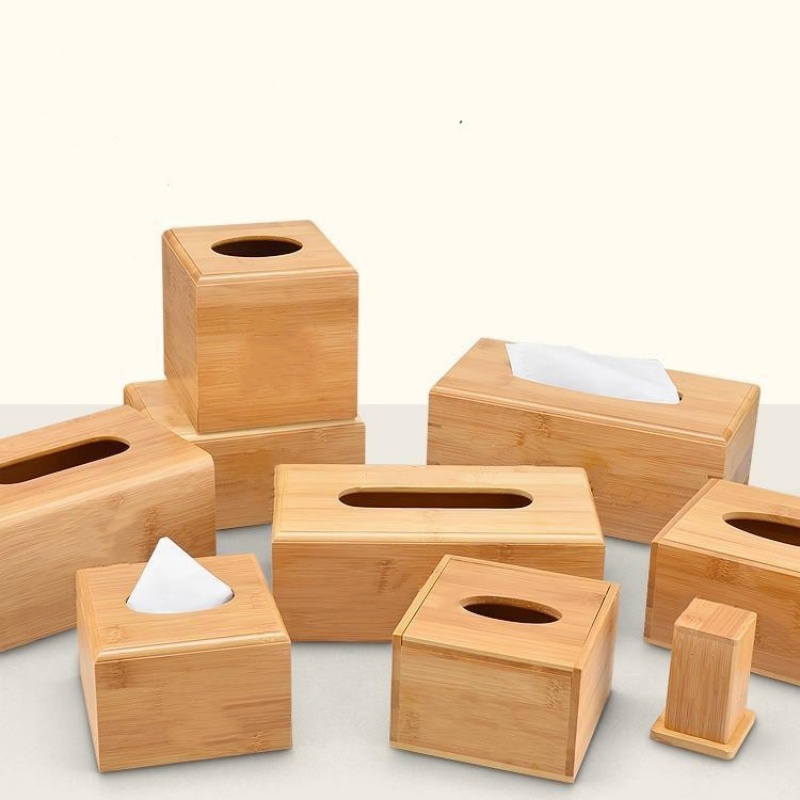 纸巾盒纸巾卷纸收纳盒竹盒家用酒店可定制logo