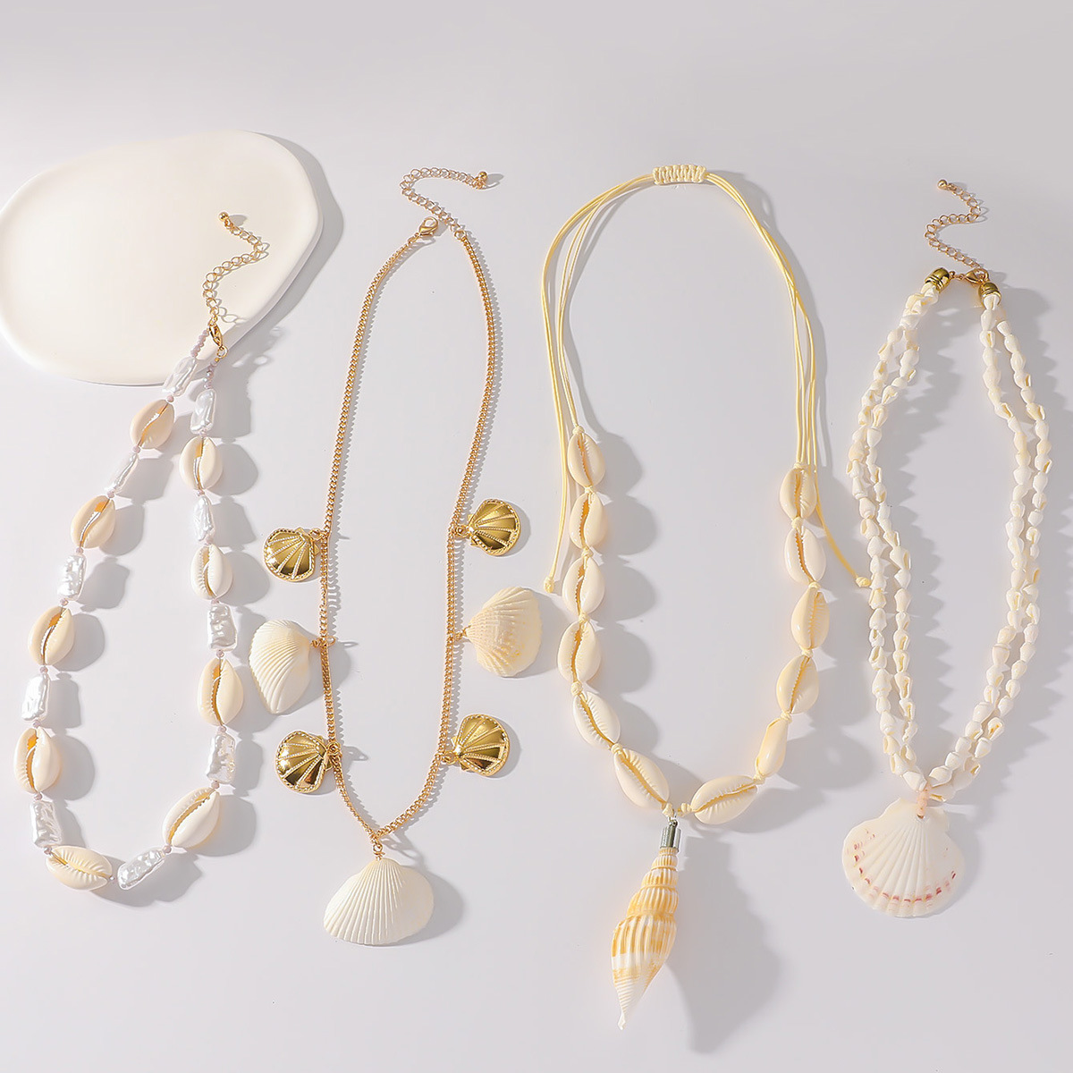 跨境贝壳项链欧美饰品度假风精致项链海洋贝壳珍珠高级气质饰品 项链