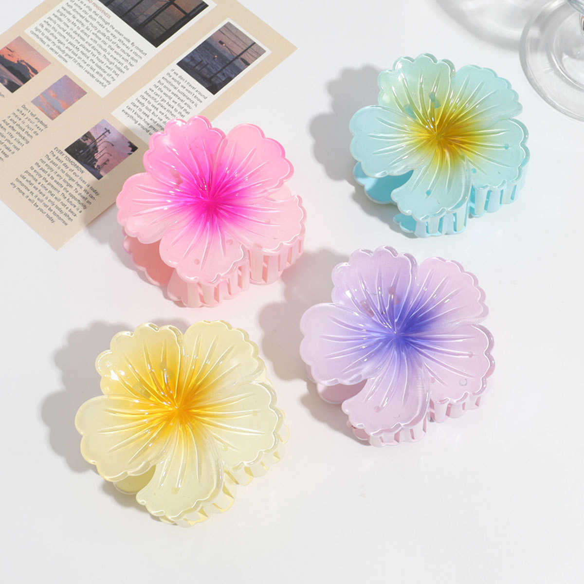 8公分白菜花，时尚女士鲨鱼夹，清新少女发饰，琳琳饰品新品上市头饰详情图3