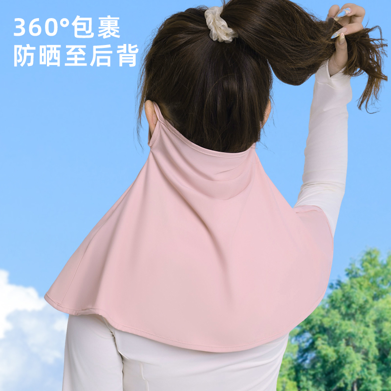 Summer new sun protection mask, neck protection, ear hanging mesh gauze mask, breathable, UV-blocking outdoor sunshade cycling mask Specification drawing