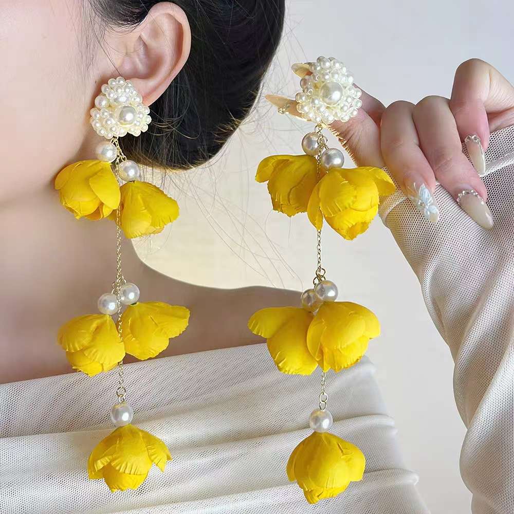 串珠花朵流苏耳环耳环时尚耳饰 精致饰品 简约设计百搭耳环耳饰详情图6