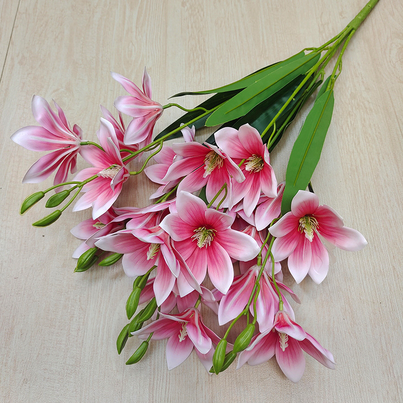 跨境3D手感保湿仿真花兰花把束20头千禧玉兰家居装饰婚礼花艺假花 仿真绿植详情图4