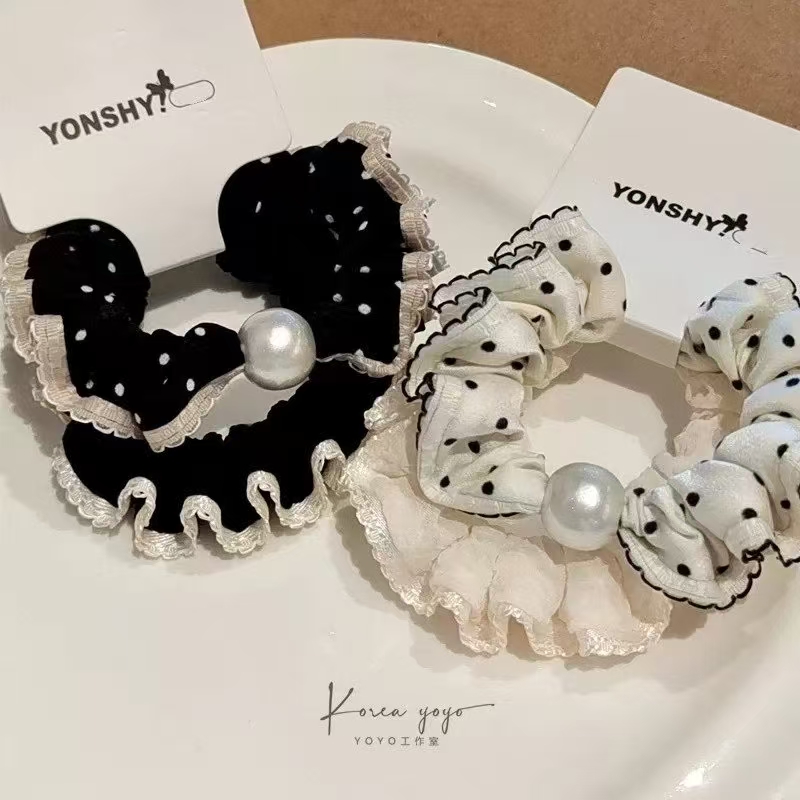 Acrylic bridal headwear, hair comb, fashionable rubber band headwear, elegant design, versatile accessories, lace small intestine ring detail image 5