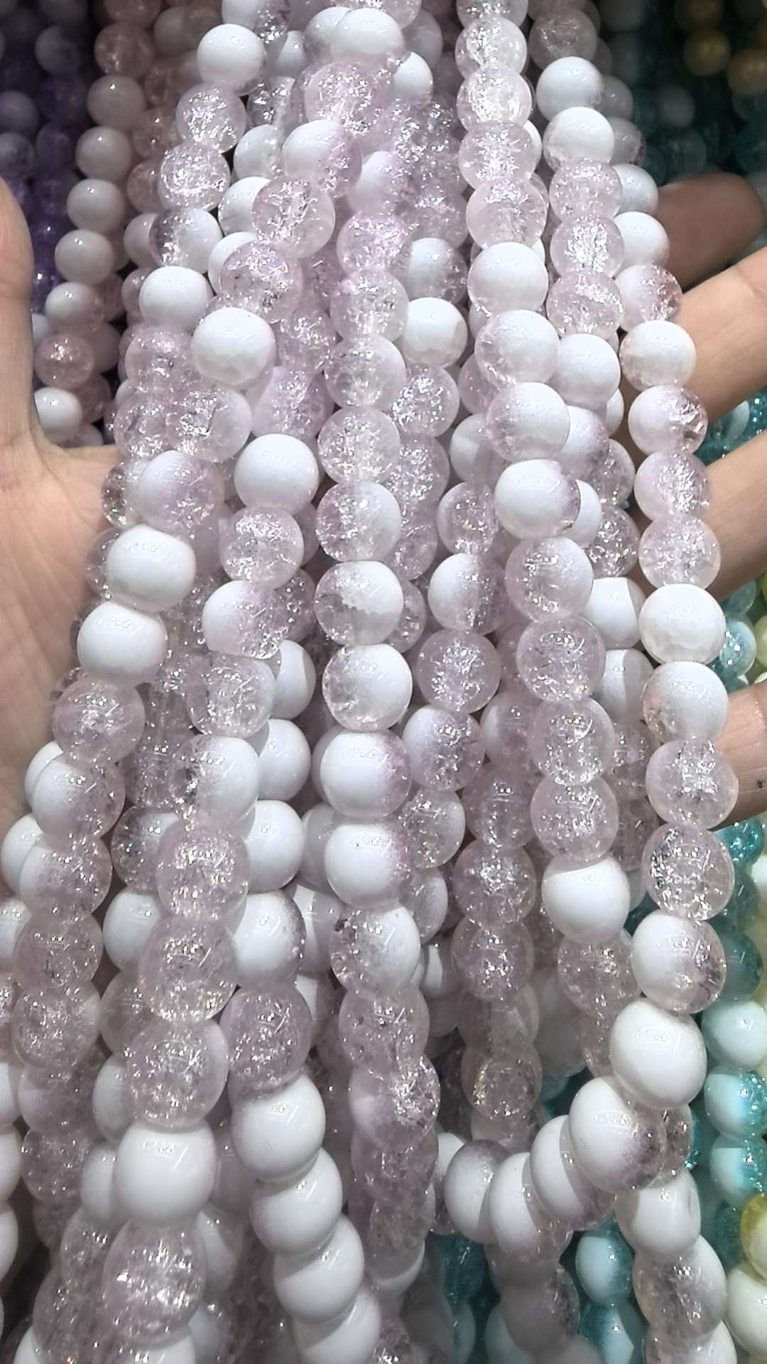 10mm flower-patterned milk cap double-piece glass bead diy bracelet, string bead chain, loose beads, street stall decoration accessories detail image 4