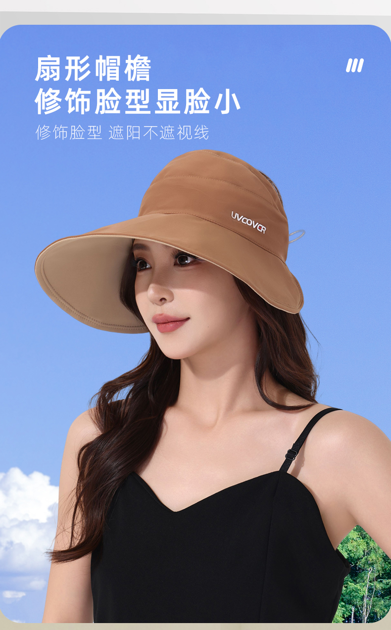 大帽檐防晒帽子女款2025新款夏季遮阳帽防紫外线渔夫帽空顶太阳帽详情7