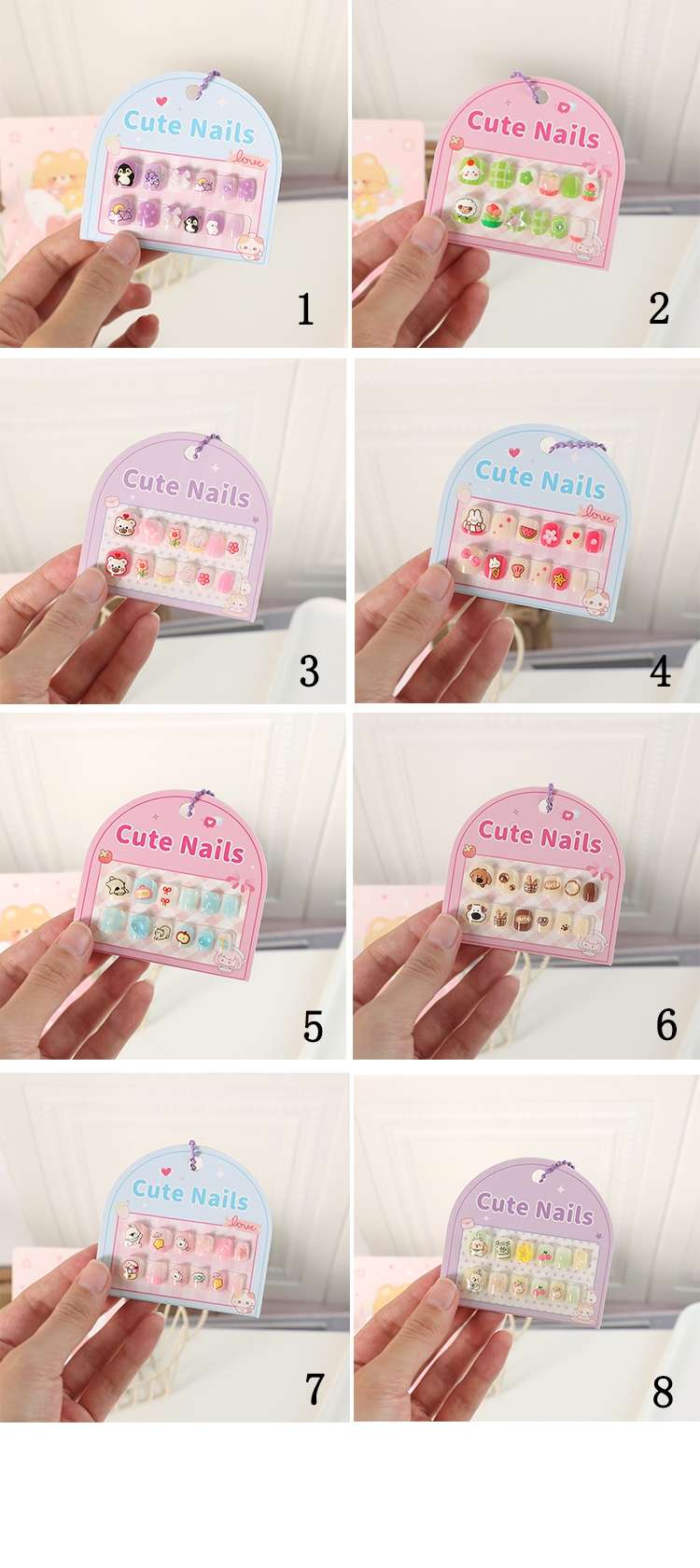 儿童饰品穿戴甲小童安全无毒可爱甜美手工穿戴甲白底实物图