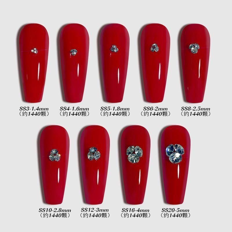 1440 domestic Dui Dui diamond nail art, Dui Dui pointed bottom size super shiny diamond white jewelry and decorative items mixed nail art accessories Application Scenario