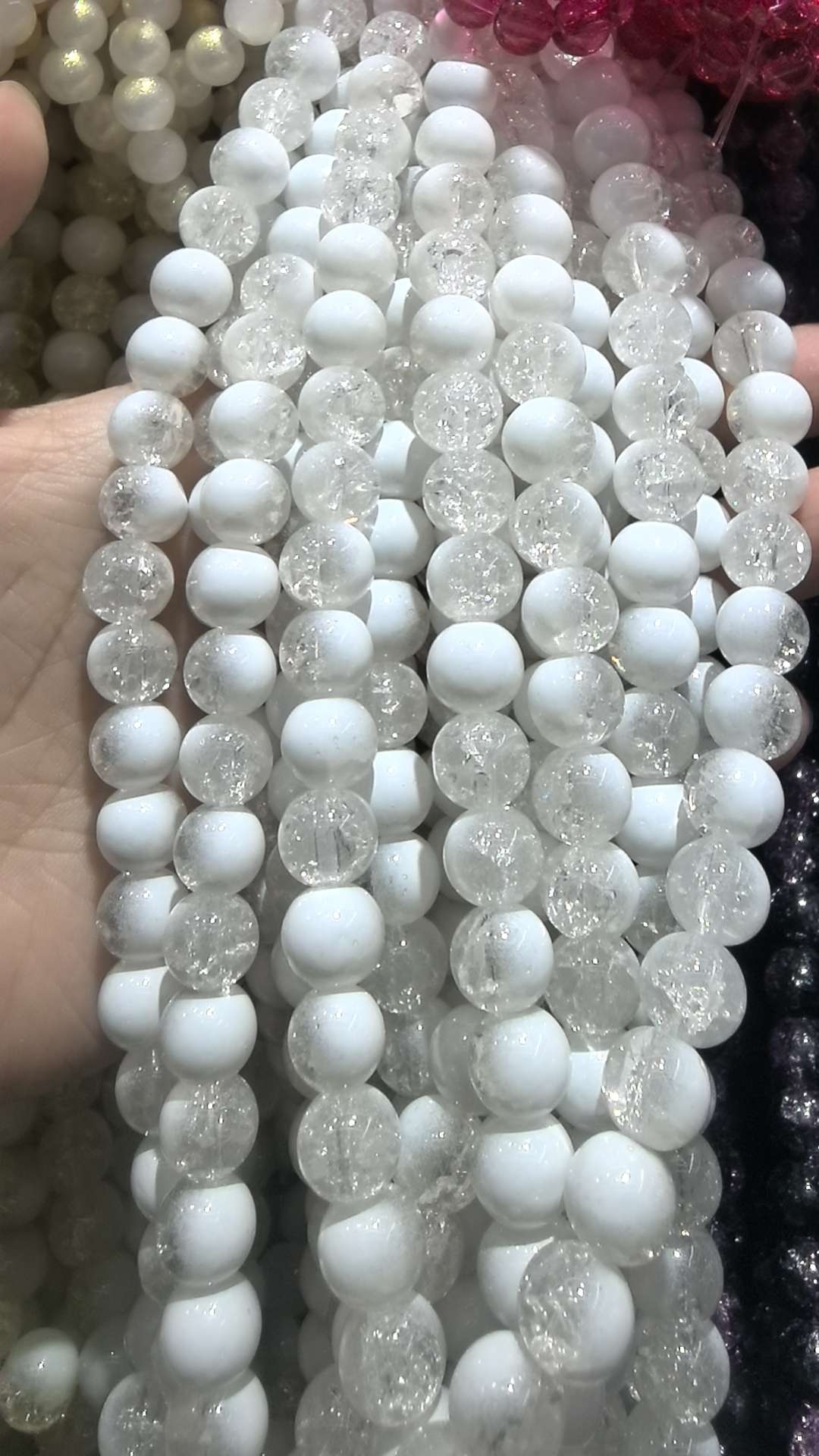 10mm flower-patterned milk cap double-piece glass bead diy bracelet, string bead chain, loose beads, street stall decoration accessories detail image 8