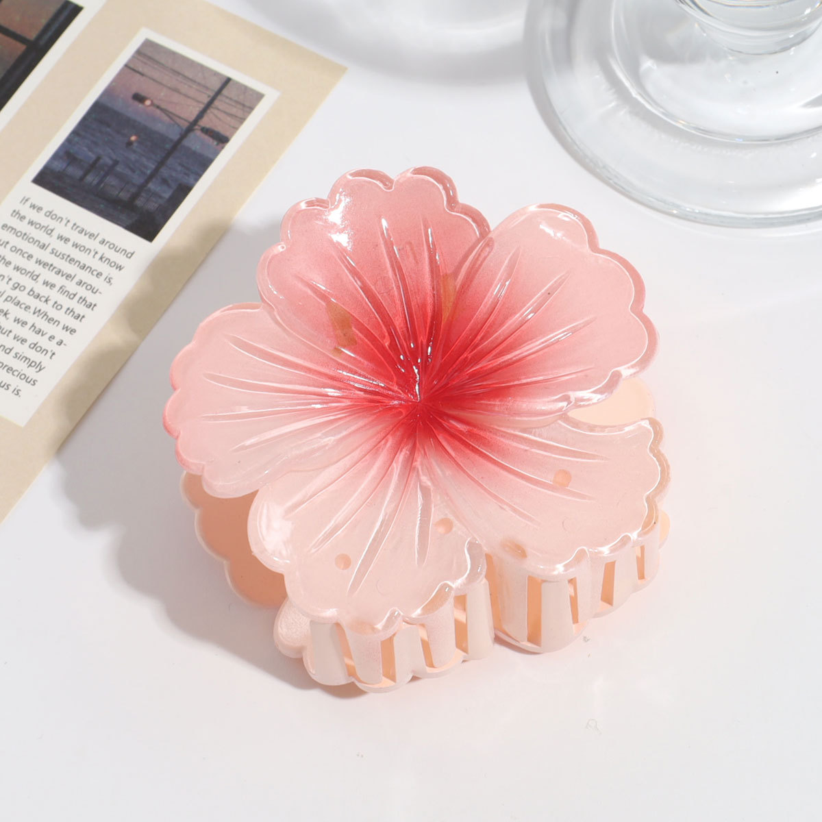 8公分白菜花，时尚女士鲨鱼夹，清新少女发饰，琳琳饰品新品上市头饰详情图8