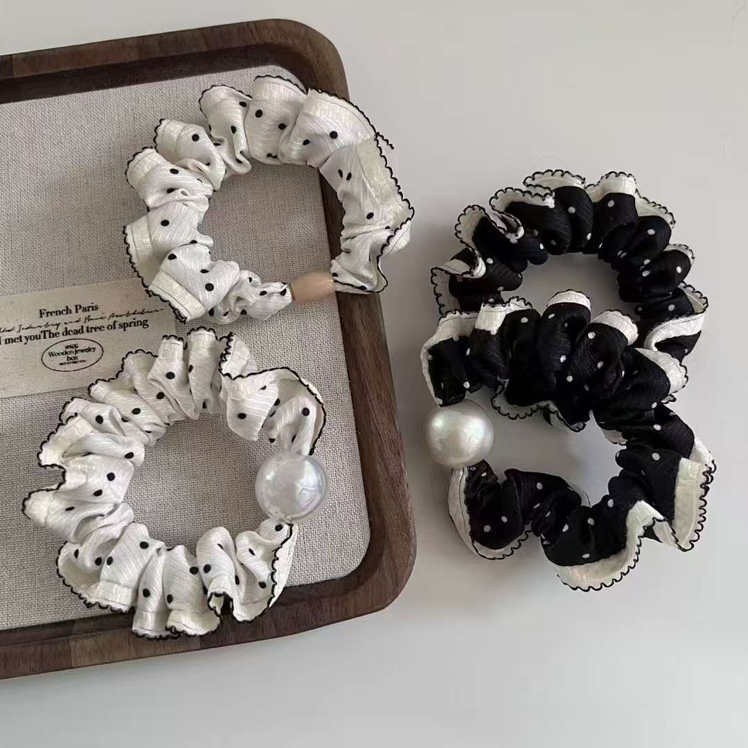 Acrylic bridal headwear, hair comb, fashionable rubber band headwear, elegant design, versatile accessories, lace small intestine ring detail image 3