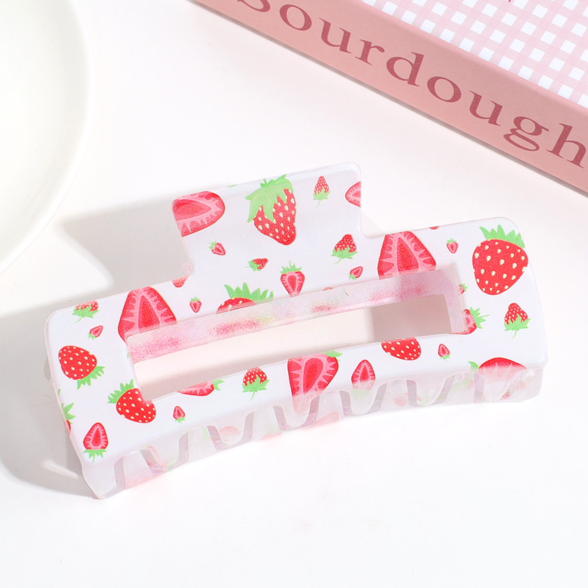 亚克力UV印花流行发饰 时尚女士鲨鱼夹饰品头饰头饰白底实物图