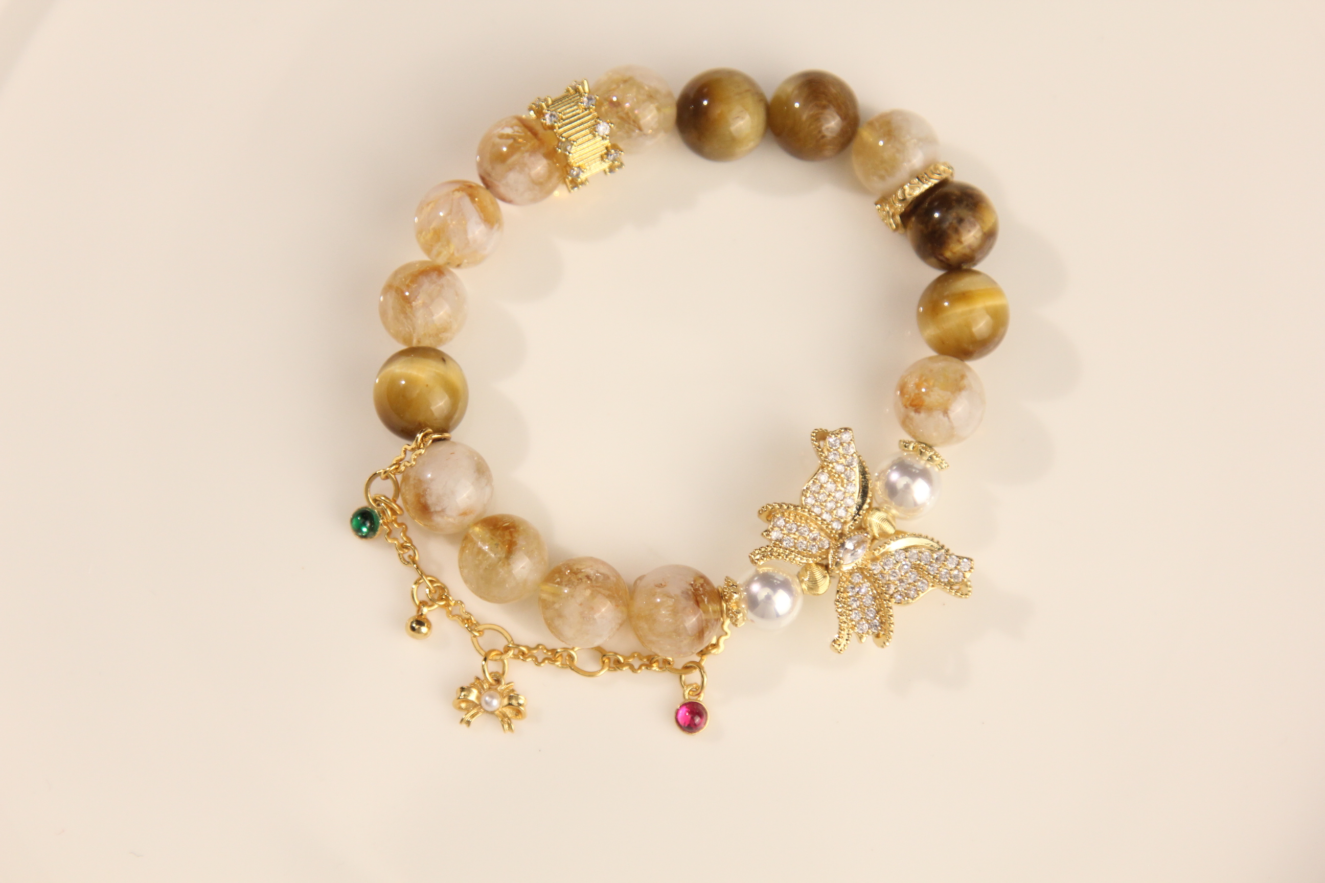 天然黄水晶 金虎眼石 流行饰品水晶手串水晶