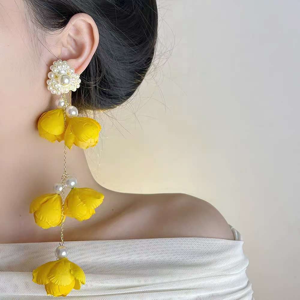 串珠花朵流苏耳环耳环时尚耳饰 精致饰品 简约设计百搭耳环耳饰详情图3