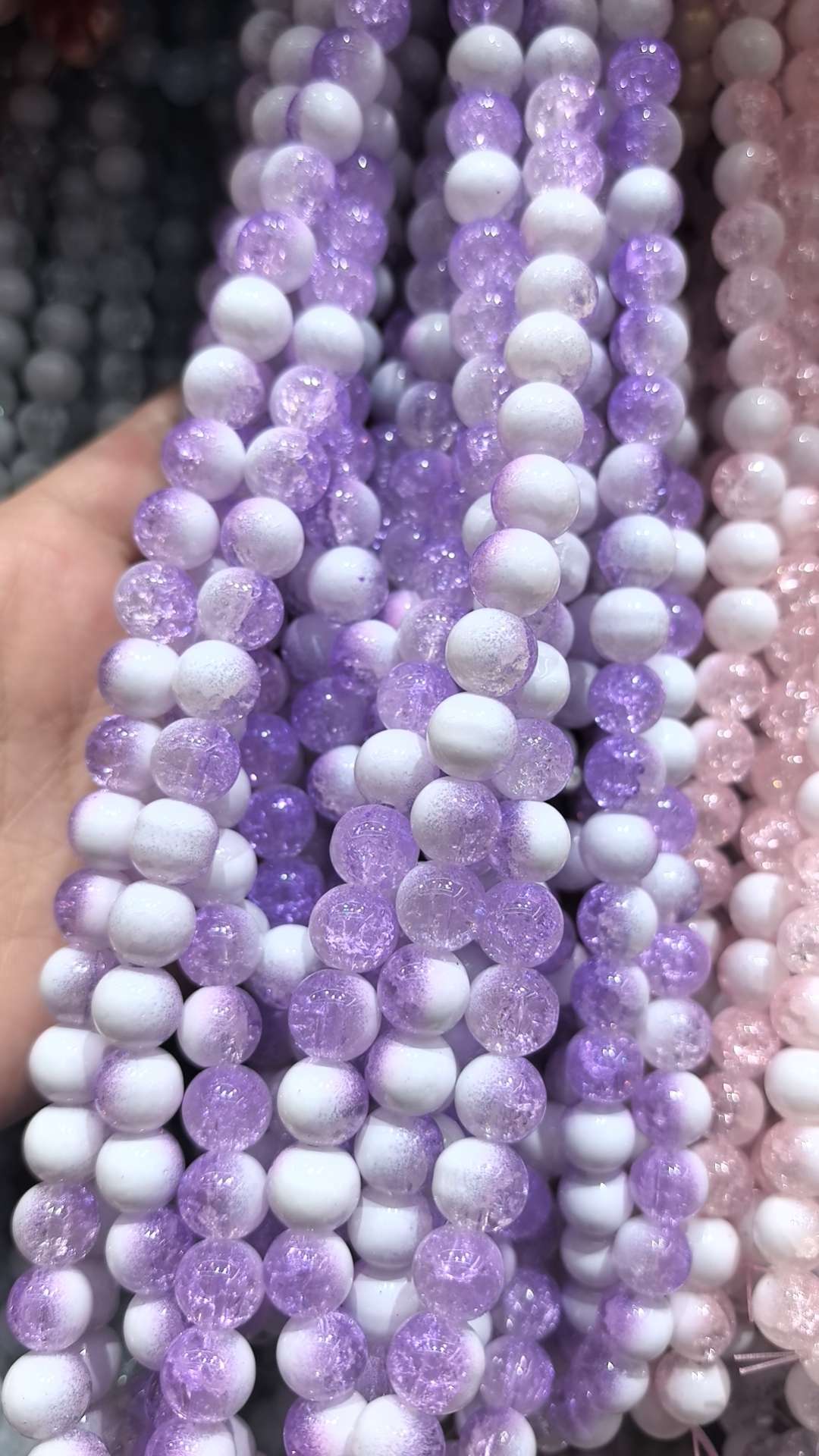 10mm flower-patterned milk cap double-piece glass bead diy bracelet, string bead chain, loose beads, street stall decoration accessories detail image 2