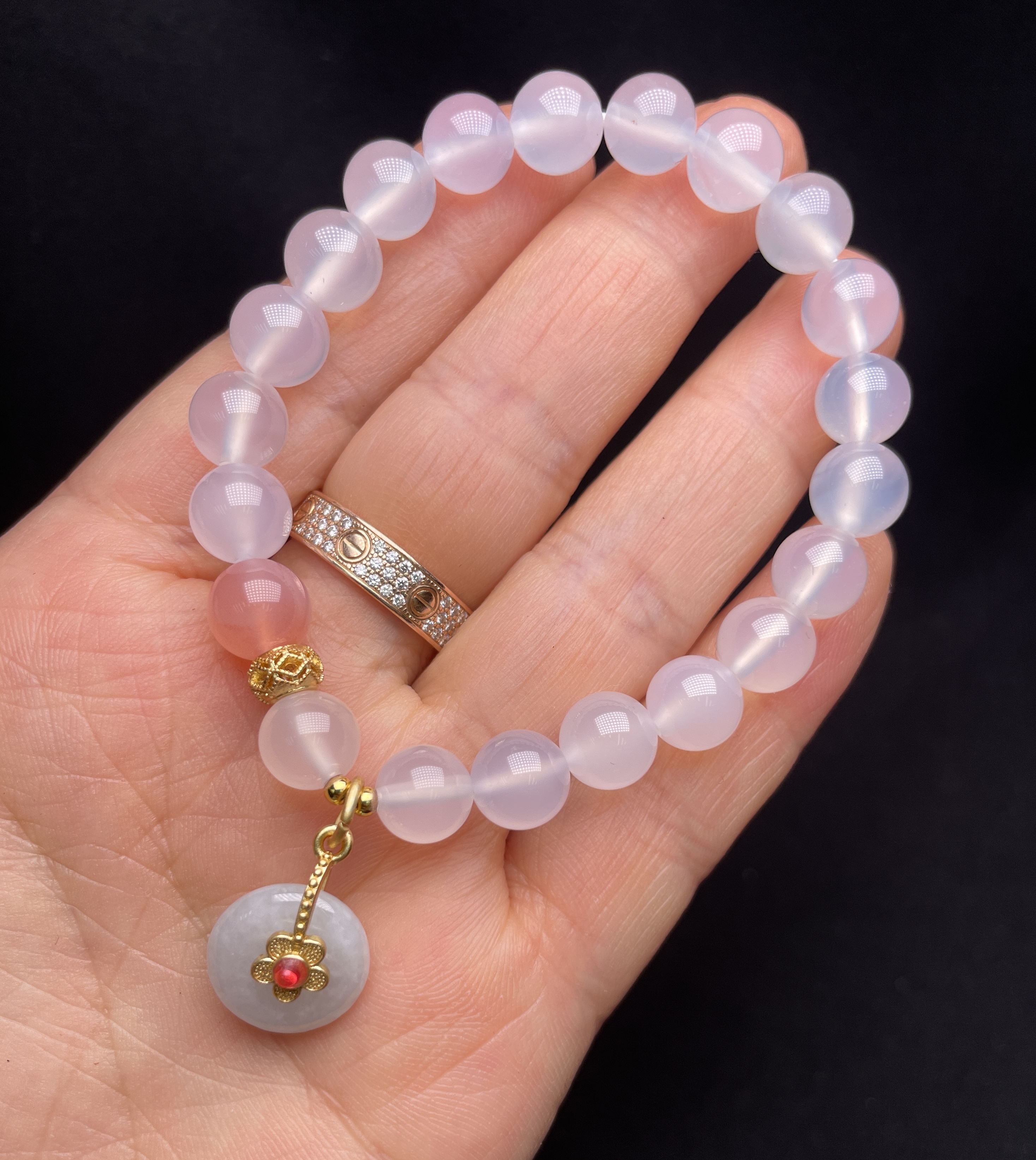 玛瑙手链 白玛瑙圆珠手链 吊坠和田玉南红时尚女士手饰 高档水晶手串 饰品精品手链手链水晶手串手链饰品
