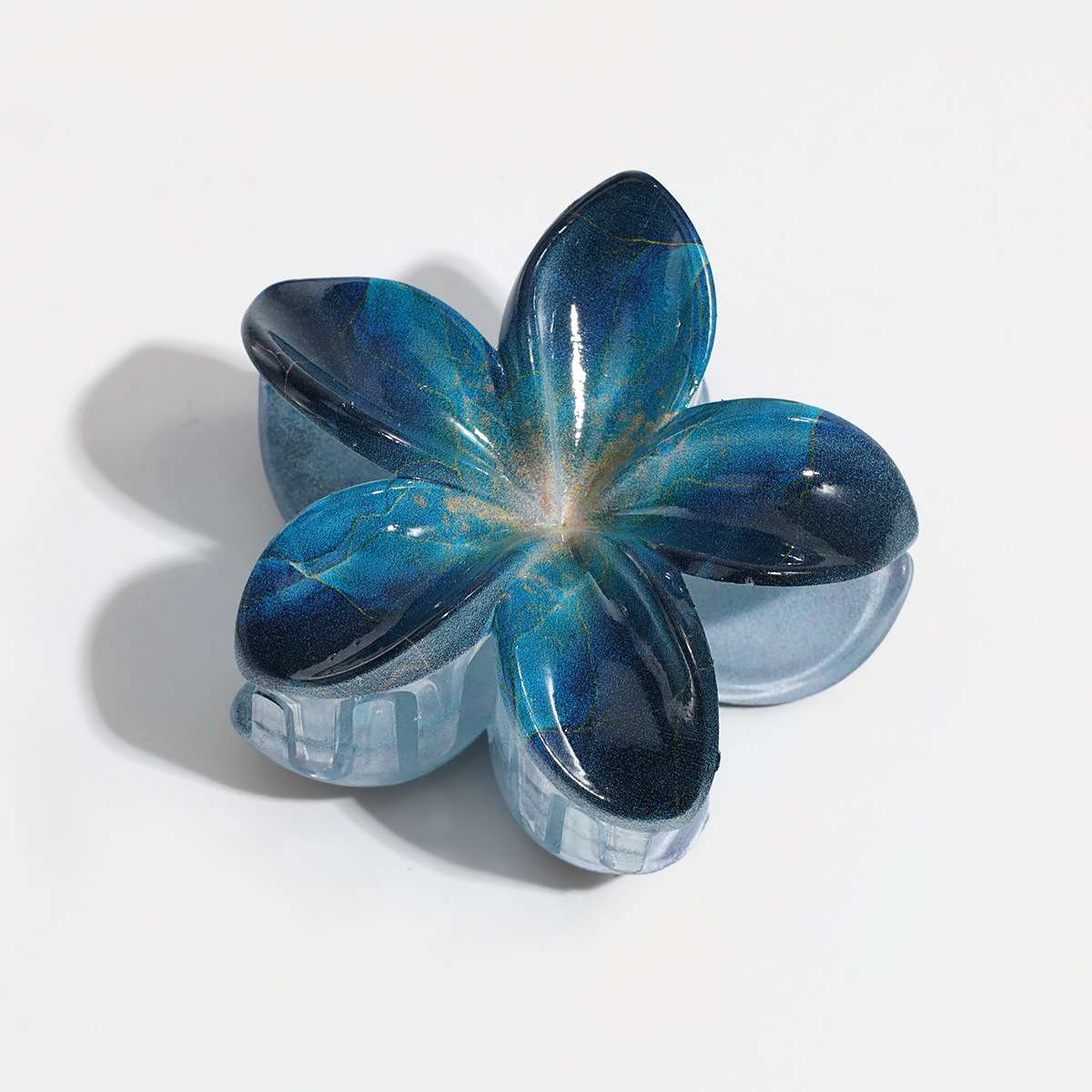 8公分大理石纹鸡蛋花流行鲨鱼夹，UV印花工艺，琳琳饰品新品上市详情图5