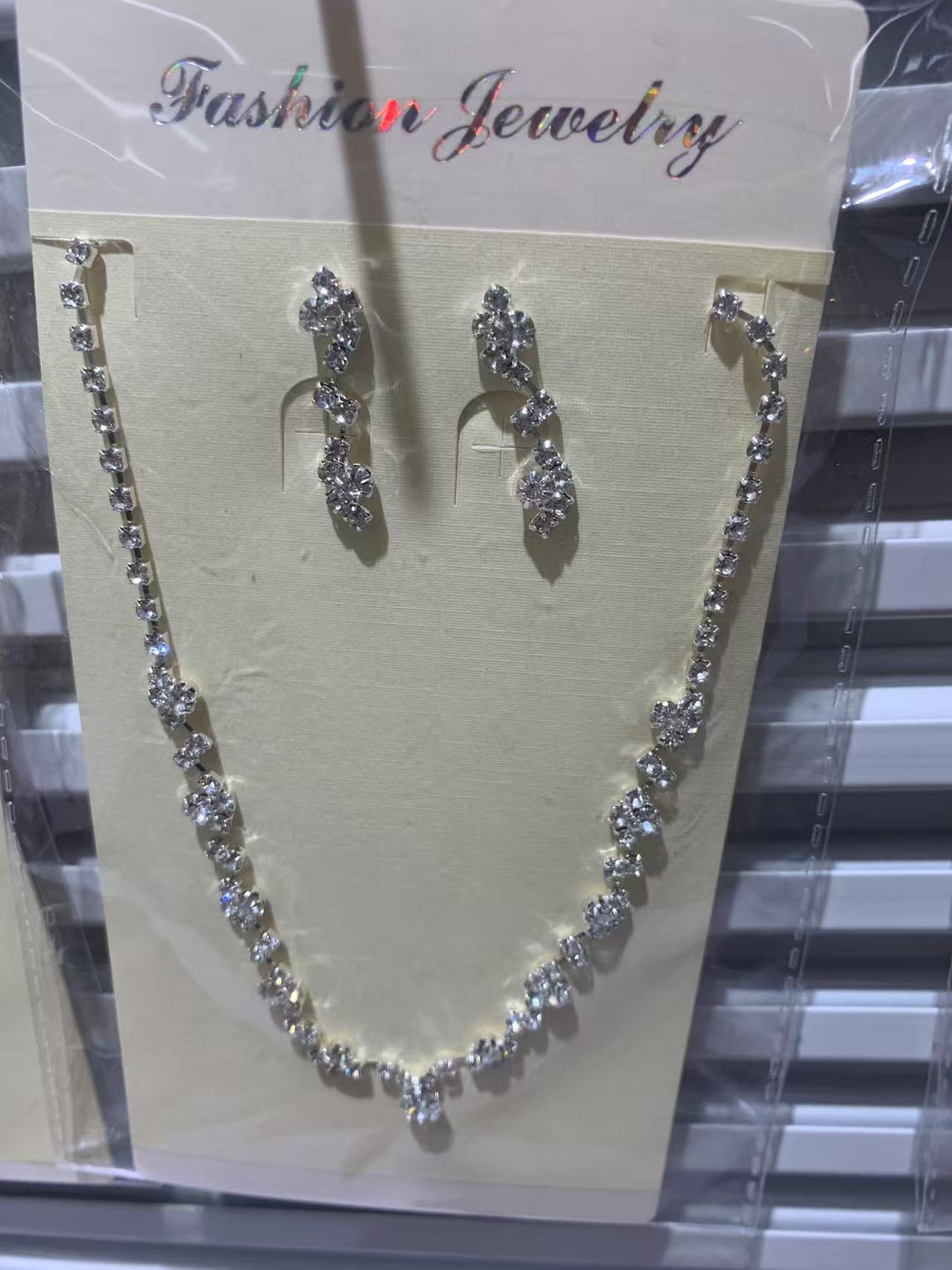  韩国金属爪链水钻婚礼项链新娘项链耳坠饰品宴会项链首饰套 装批发