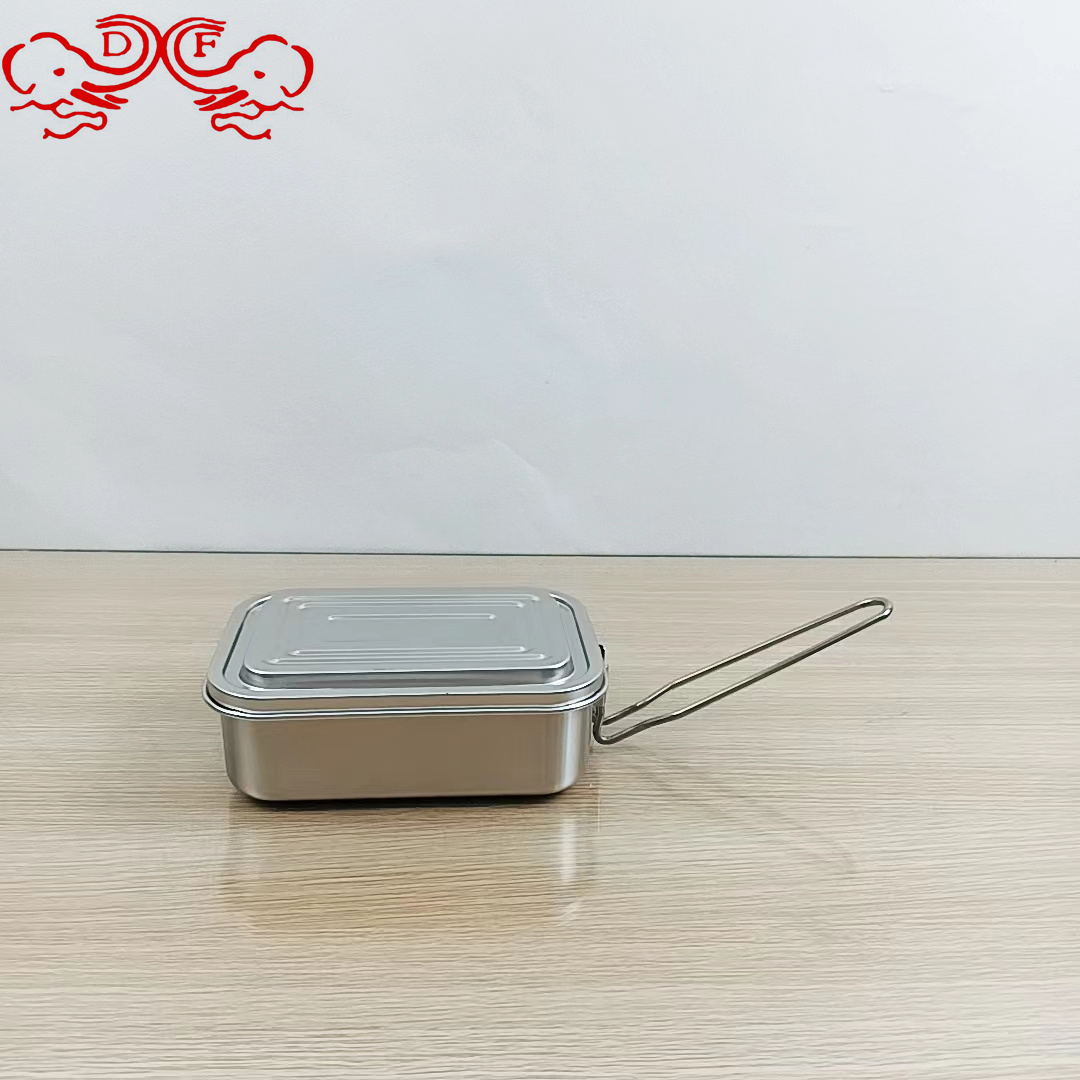 DF99230 stainless steel lunch box, thickened large-capacity student rectangular lunch box with lid, cafeteria steamed lunch box, DF TRADING HOUSE