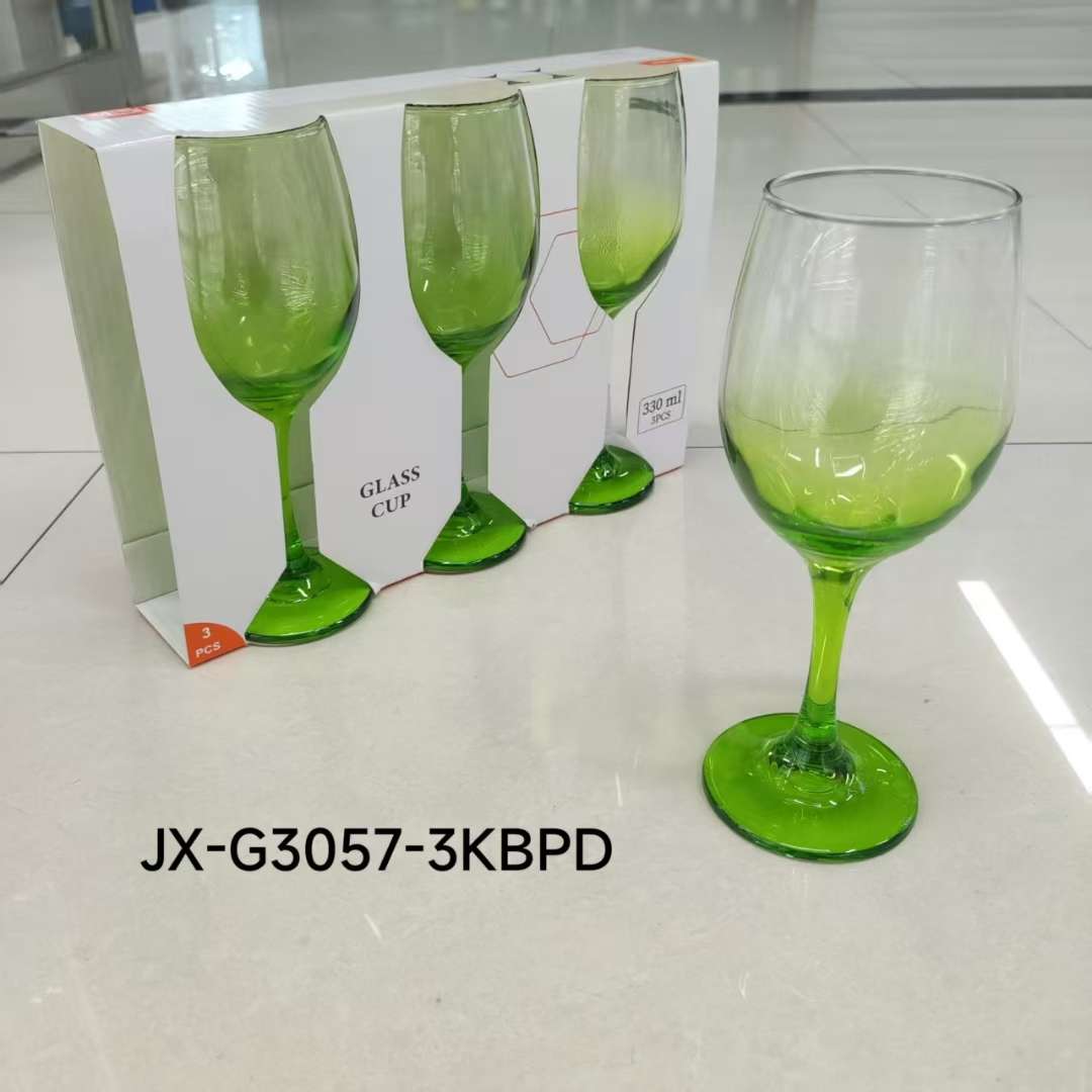 红酒杯玻璃杯啤酒杯子高脚杯 玻璃水晶红酒杯 彩色酒杯非洲热销款酒杯高脚杯详情图6