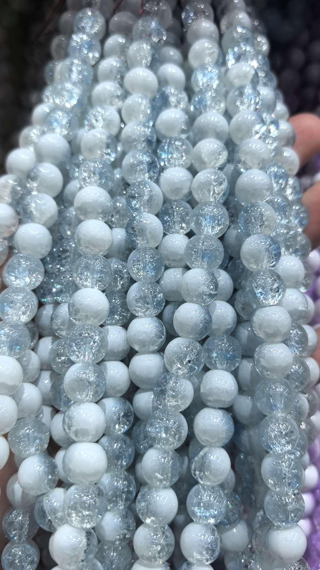 10mm flower-patterned milk cap double-piece glass bead diy bracelet, string bead chain, loose beads, street stall decoration accessories detail image 9