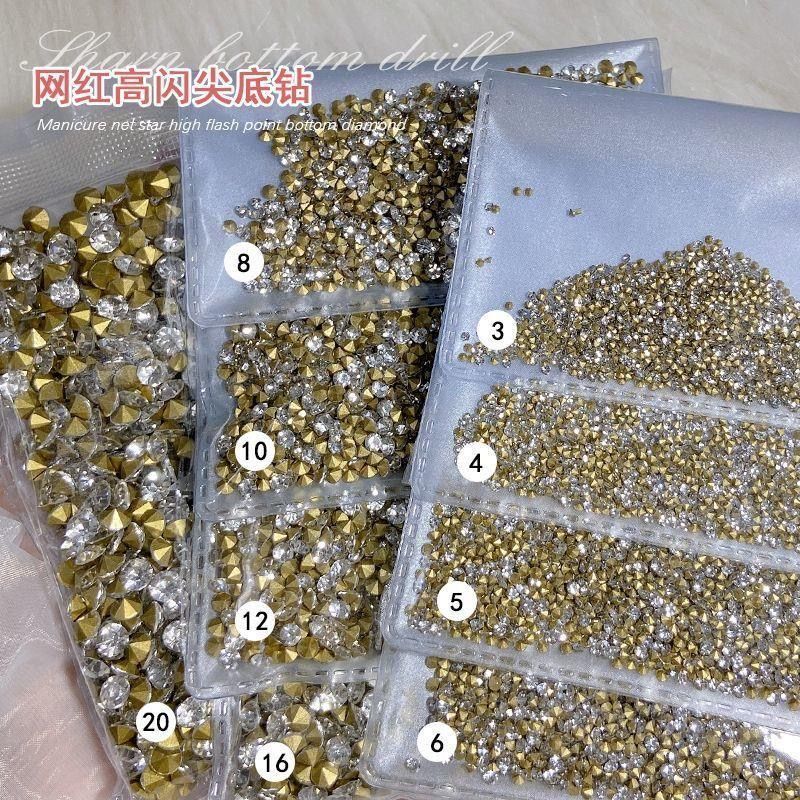 1440 domestic Dui Dui diamond nail art, Dui Dui pointed bottom size super shiny diamond white jewelry and decorative items mixed nail art accessories details Picture