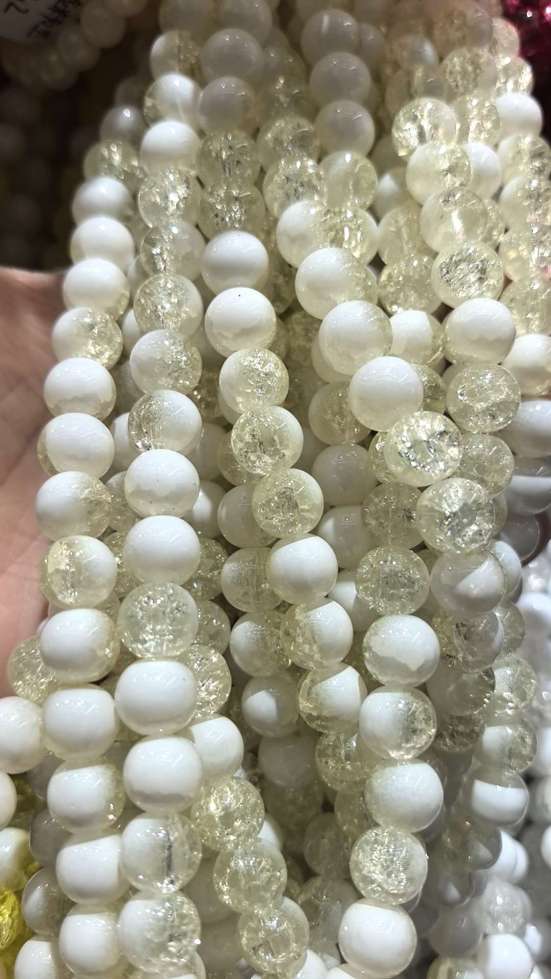 10mm flower-patterned milk cap double-piece glass bead diy bracelet, string bead chain, loose beads, street stall decoration accessories detail image 7