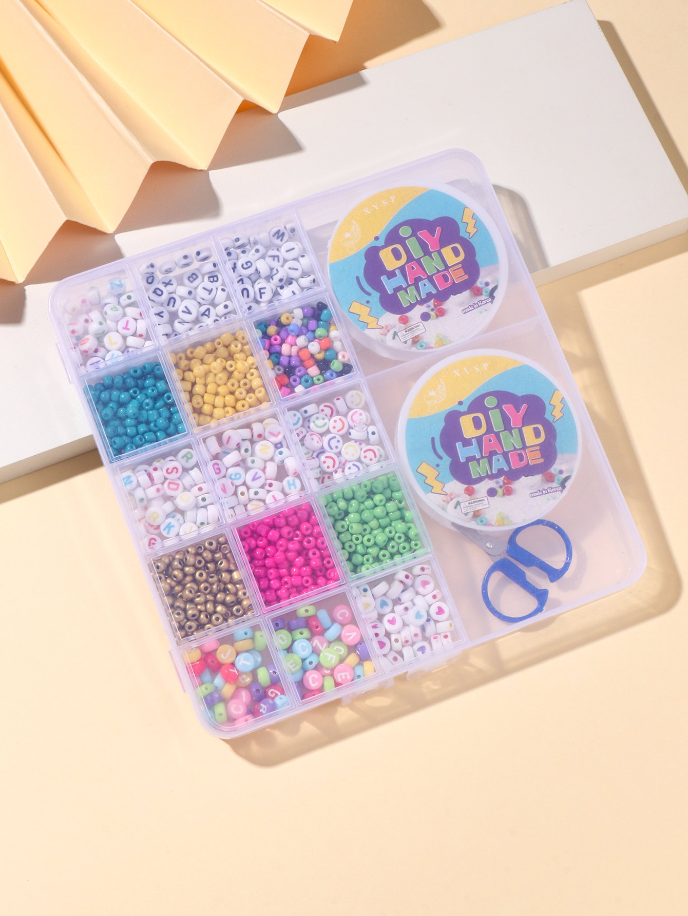 diy beaded educational toys for children in foreign trade, 15+2 grid set, wearable bracelet and necklace DIY Specification image