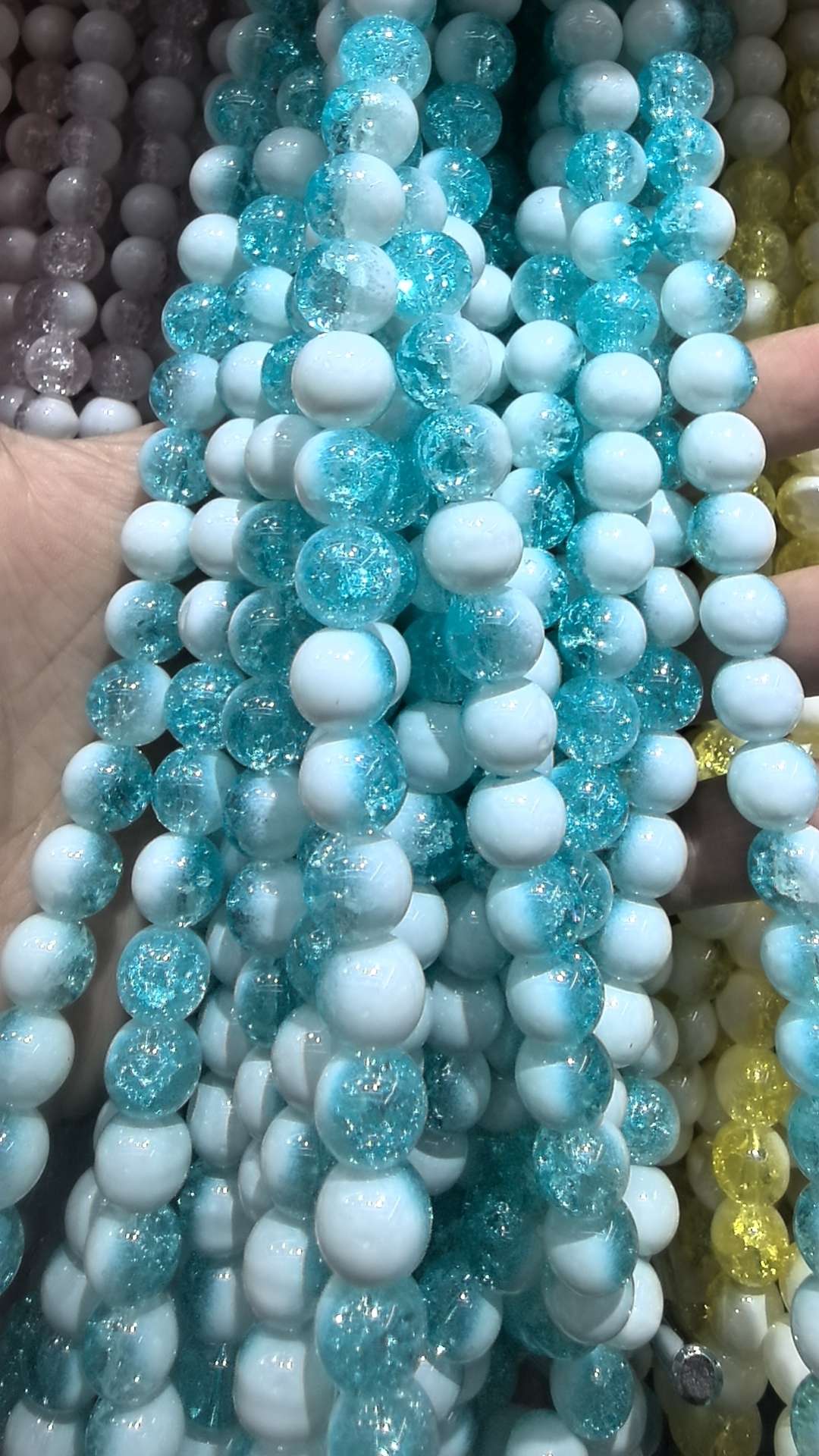 10mm flower-patterned milk cap double-piece glass bead diy bracelet, string bead chain, loose beads, street stall decoration accessories Application Scenario