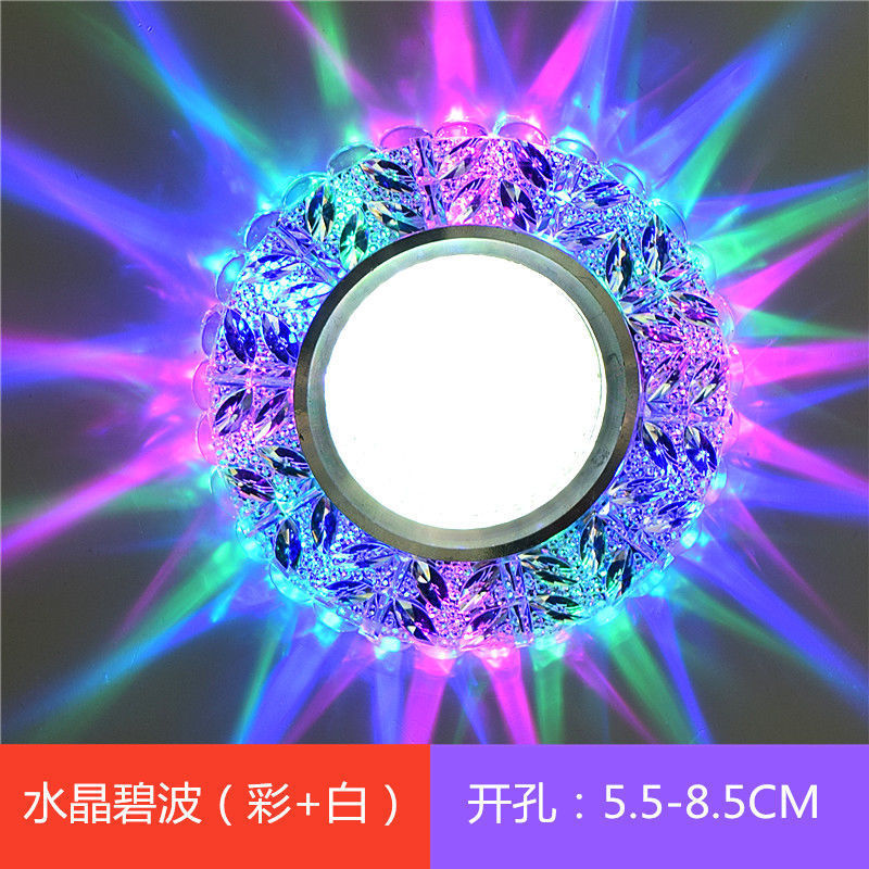 Spotlights, LED color crystal downlights, 3-watt and 5-watt ceiling lights, hole lights, living room ceiling small lights, embedded bull's eye lights Application Scenario