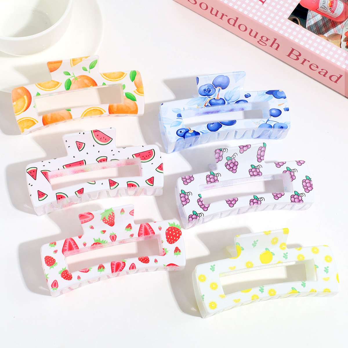 亚克力UV印花流行发饰 时尚女士鲨鱼夹饰品头饰头饰