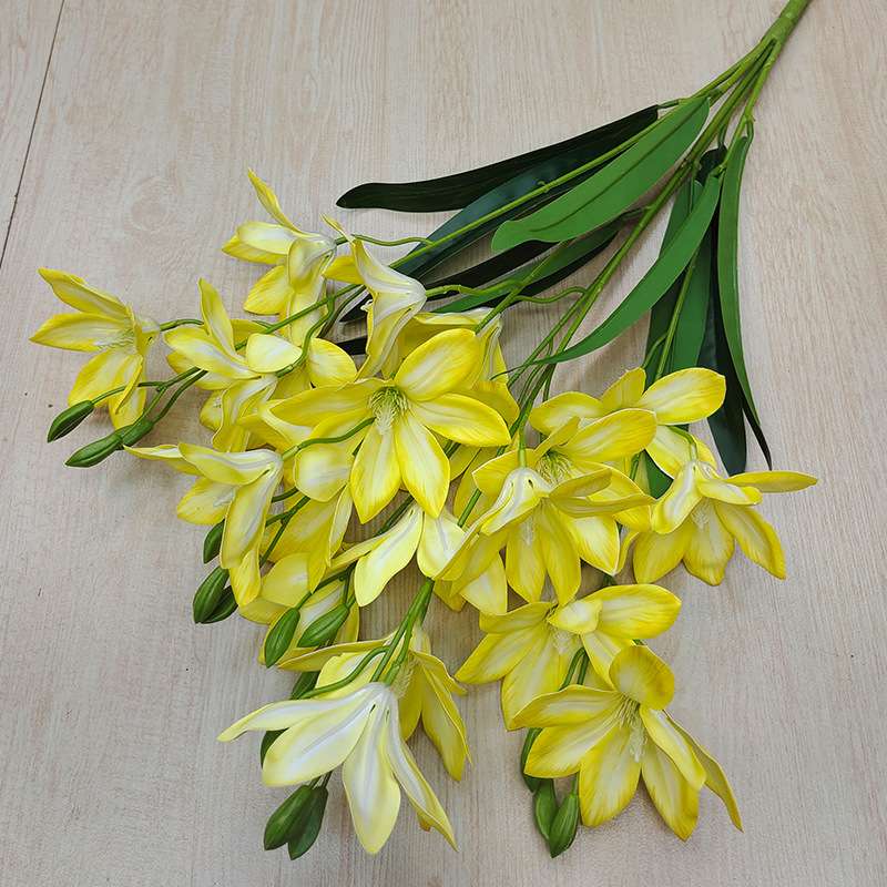 跨境3D手感保湿仿真花兰花把束20头千禧玉兰家居装饰婚礼花艺假花 仿真绿植详情图3