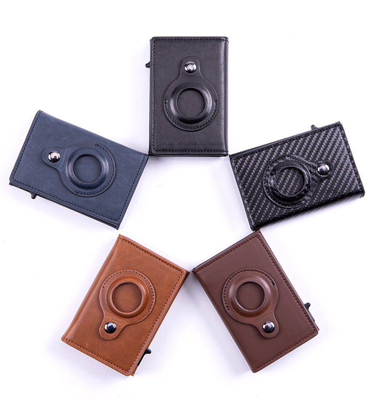  厂家PU皮革airtag卡夹RFID防盗刷防丢卡包追踪器信用卡套钱包批发详情13