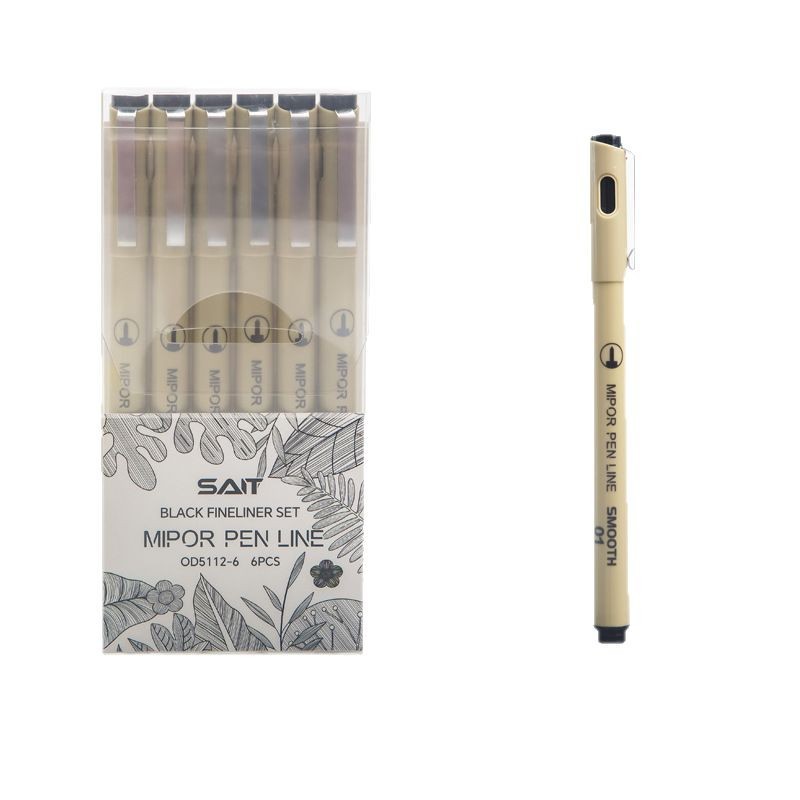 Wholesale of 6 boxed outlining pens, fine line pens, waterproof drawing needle pens and student art drawing pens full figure