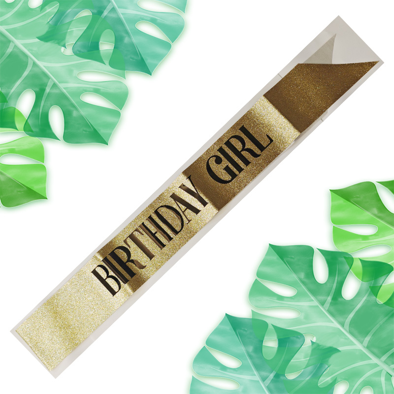 礼仪带色丁1set-生日派对肩带套装皇冠撒粉肩带派对装饰服饰道具葱粉绶带生日派对生日肩带派对服装色丁布