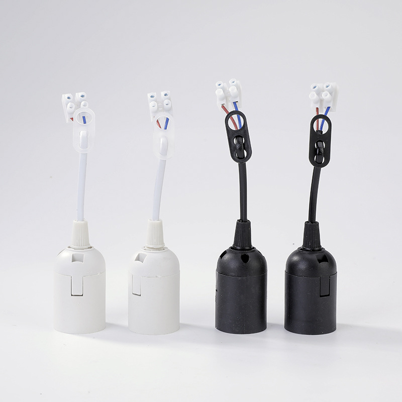 E27 screw-type lamp cap, European standard smooth body, cassette lamp cap, lamp base with wire terminal, chandelier accessory, lamp cap, lamp base