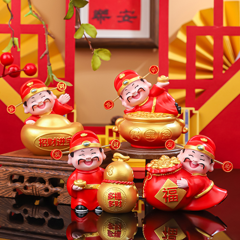 全越发财财神摆件中式家居装饰品摇头汽车摆件财运纳福新年礼品财神爷招财玄关装饰品车载装饰品摆件